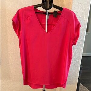 Kut from the Kloth Bright Pink V-Neck Blouse